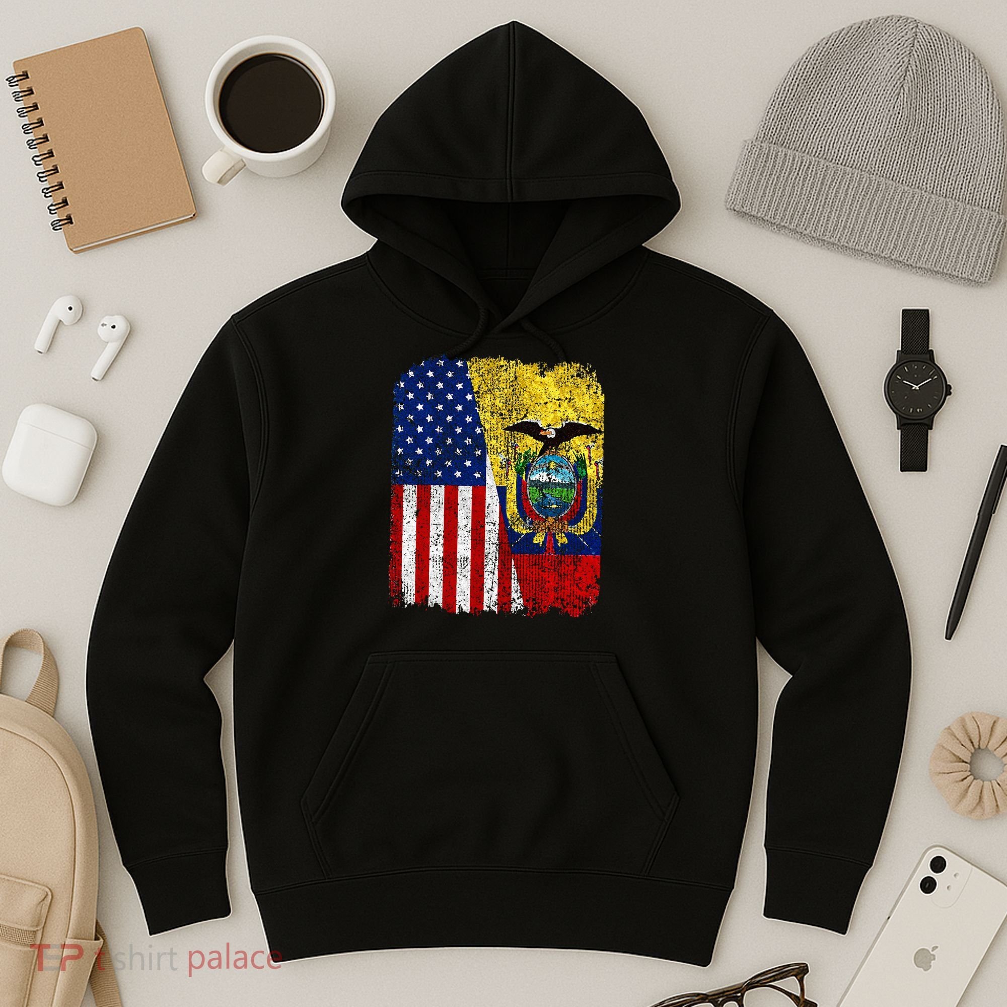 Ecuadorian American Flag Half USA Ecuador Root Proud Hoodie