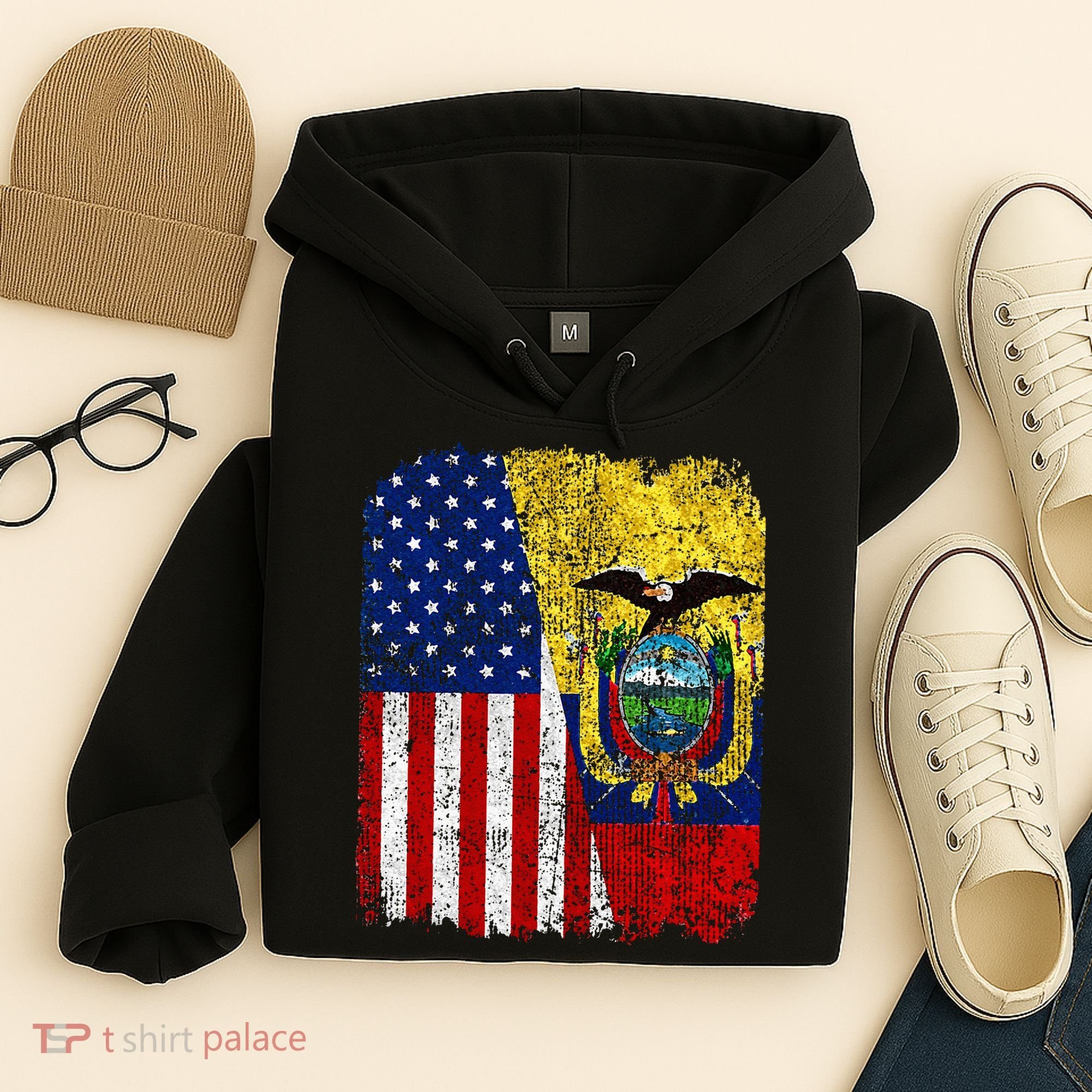 Ecuadorian American Flag Half USA Ecuador Root Proud Hoodie