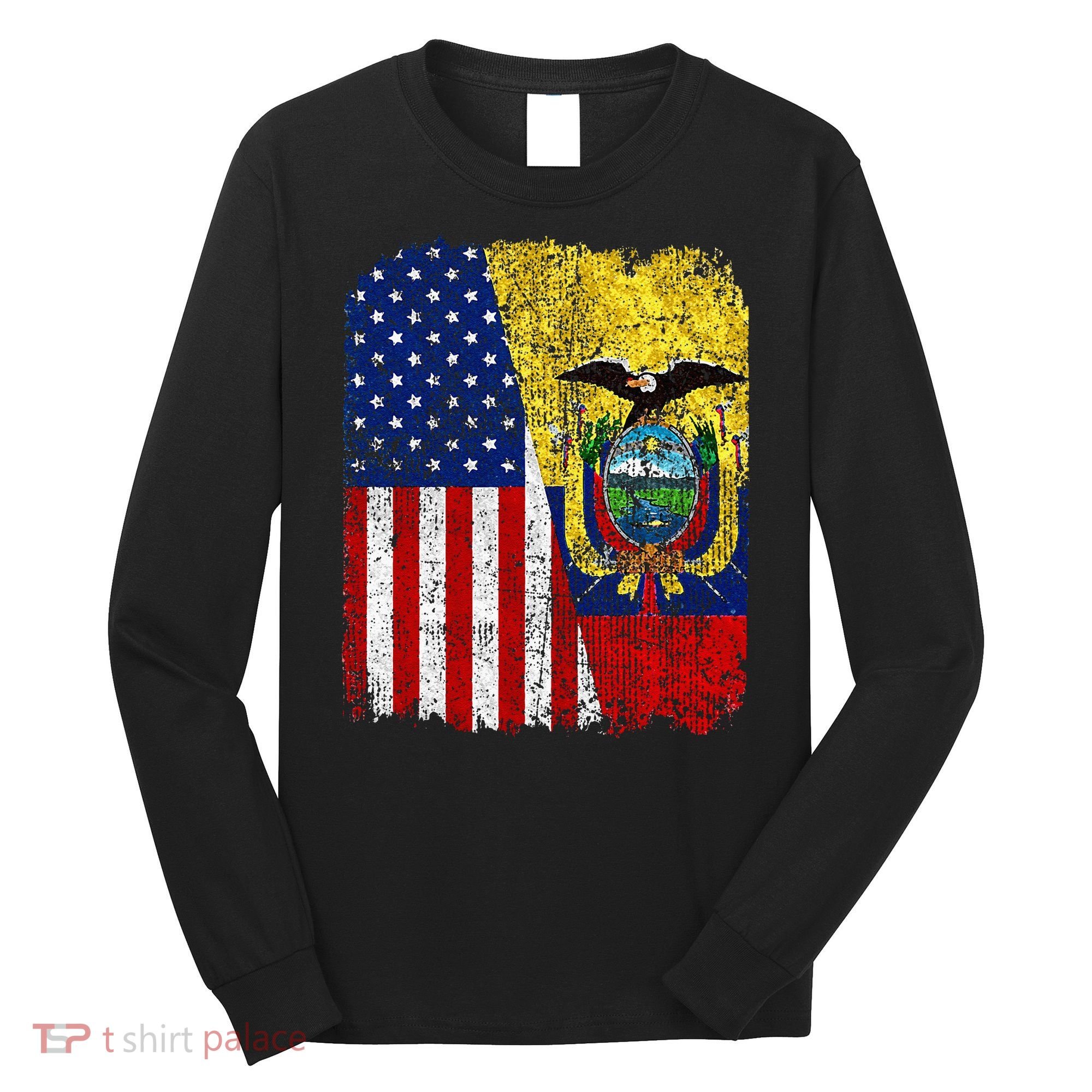 Ecuadorian American Flag Half USA Ecuador Root Proud Long Sleeve Shirt