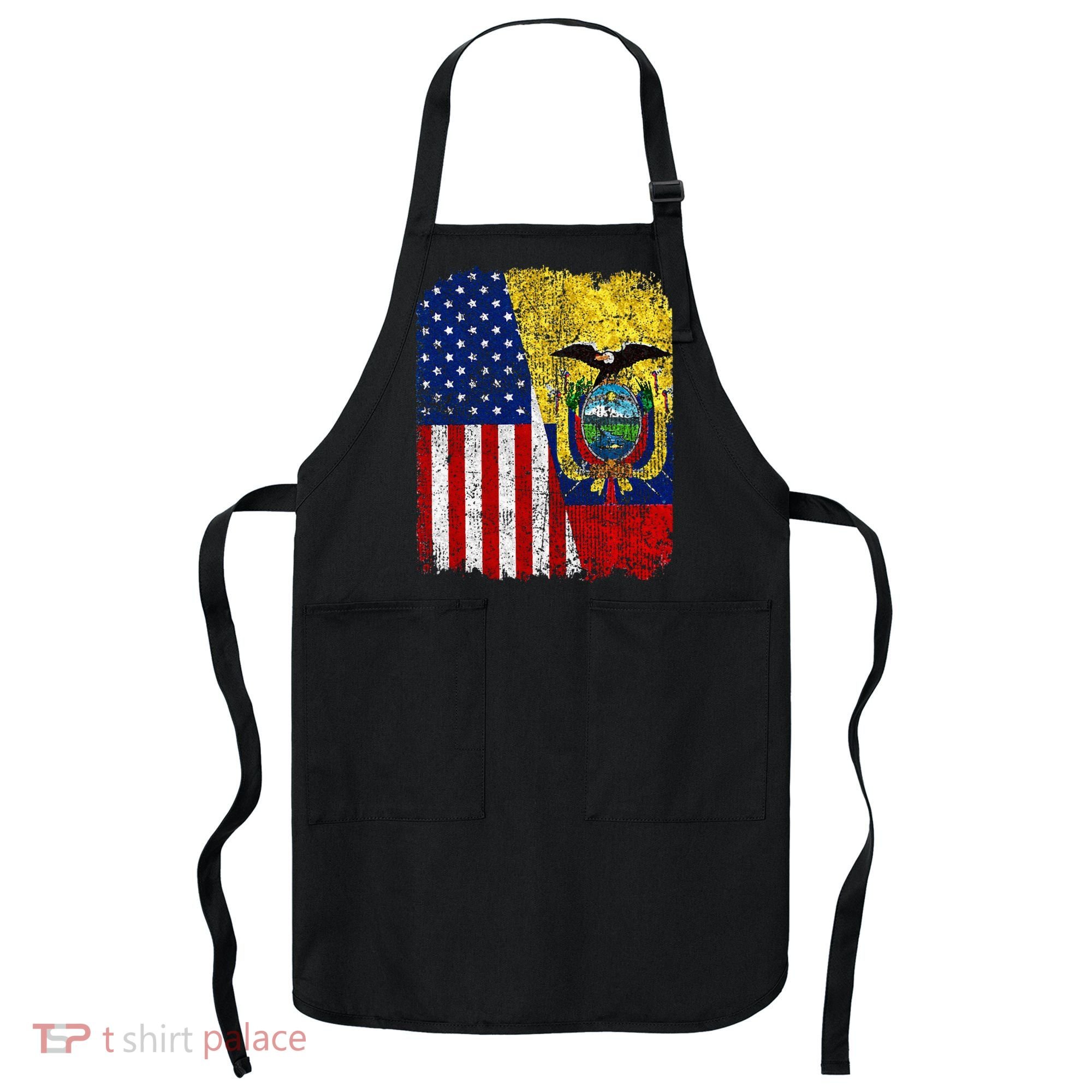 Ecuadorian American Flag Half USA Ecuador Root Proud Apron