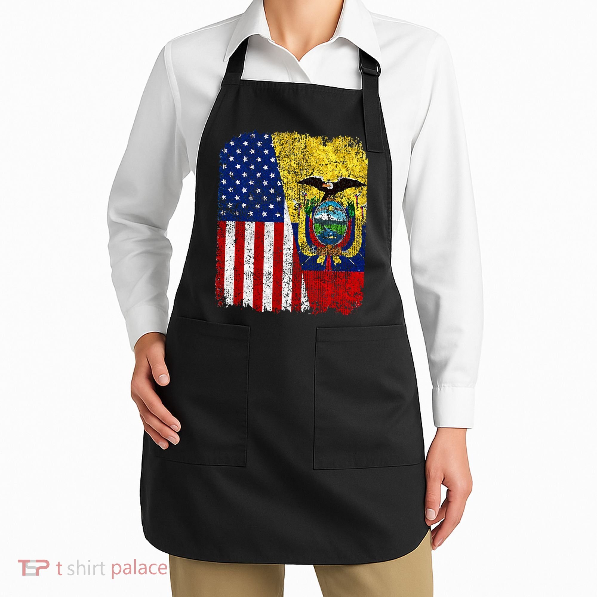 Ecuadorian American Flag Half USA Ecuador Root Proud Apron