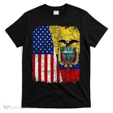 Ecuadorian American Flag Half USA Ecuador Root Proud T-Shirt
