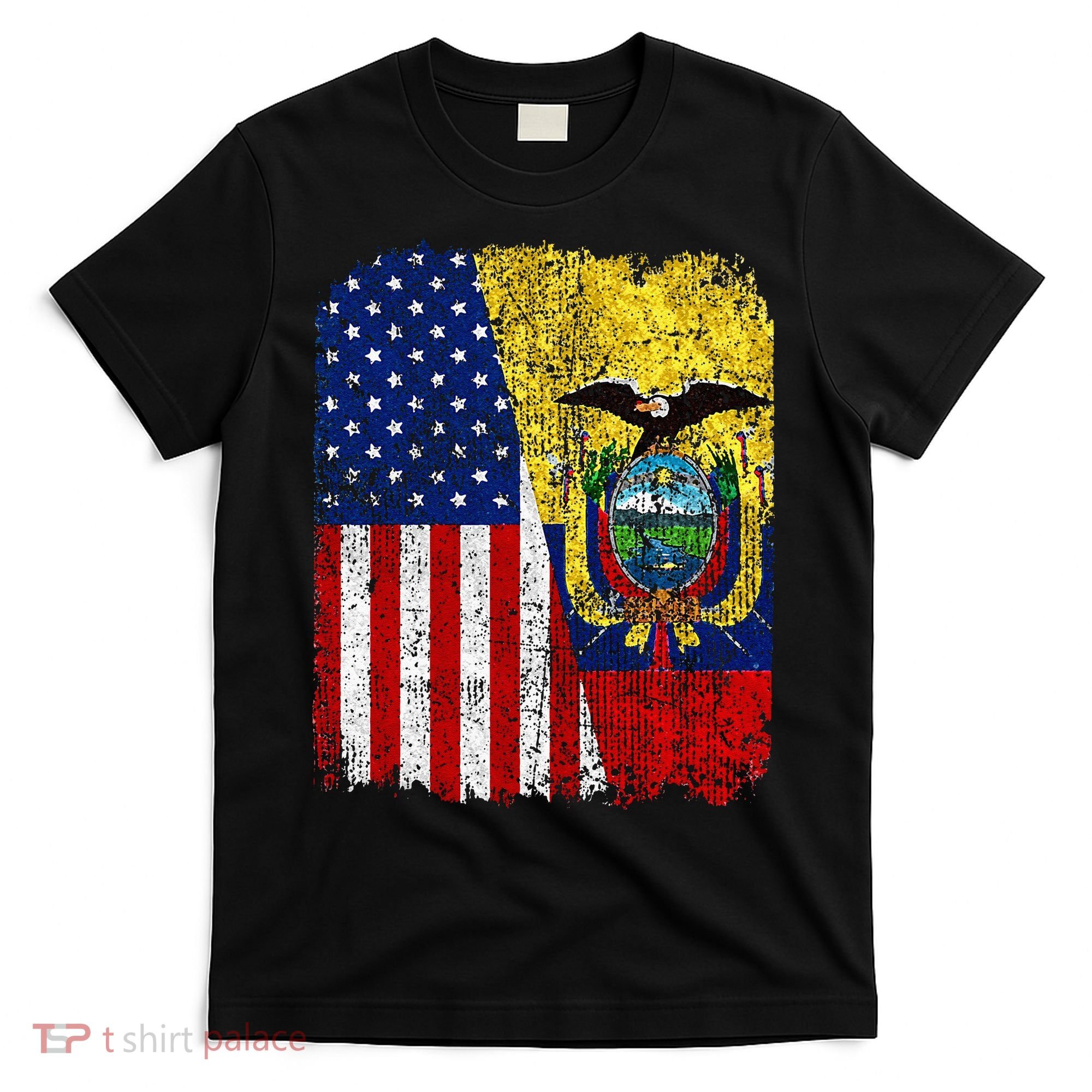 Ecuadorian American Flag Half USA Ecuador Root Proud T-Shirt