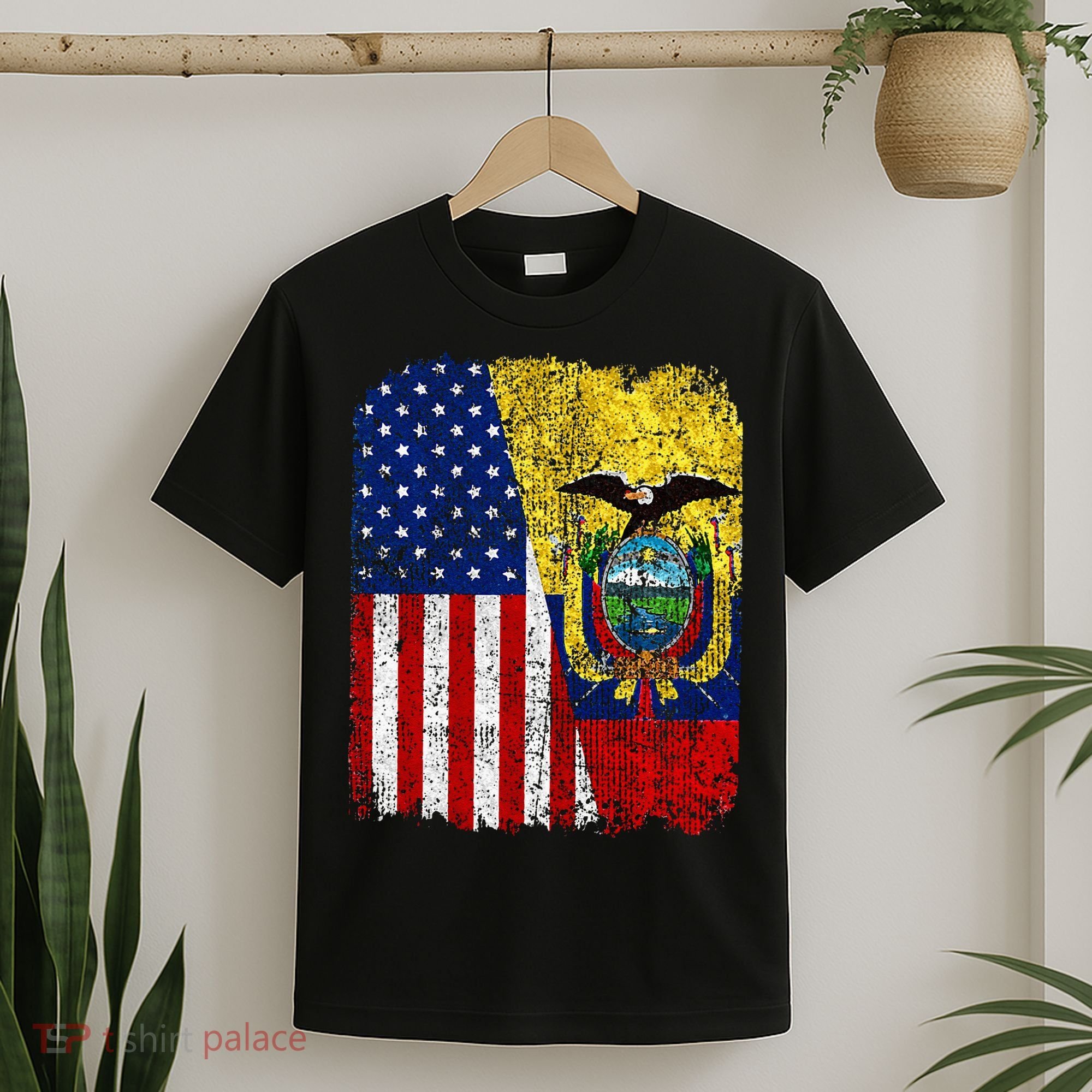 Ecuadorian American Flag Half USA Ecuador Root Proud T-Shirt