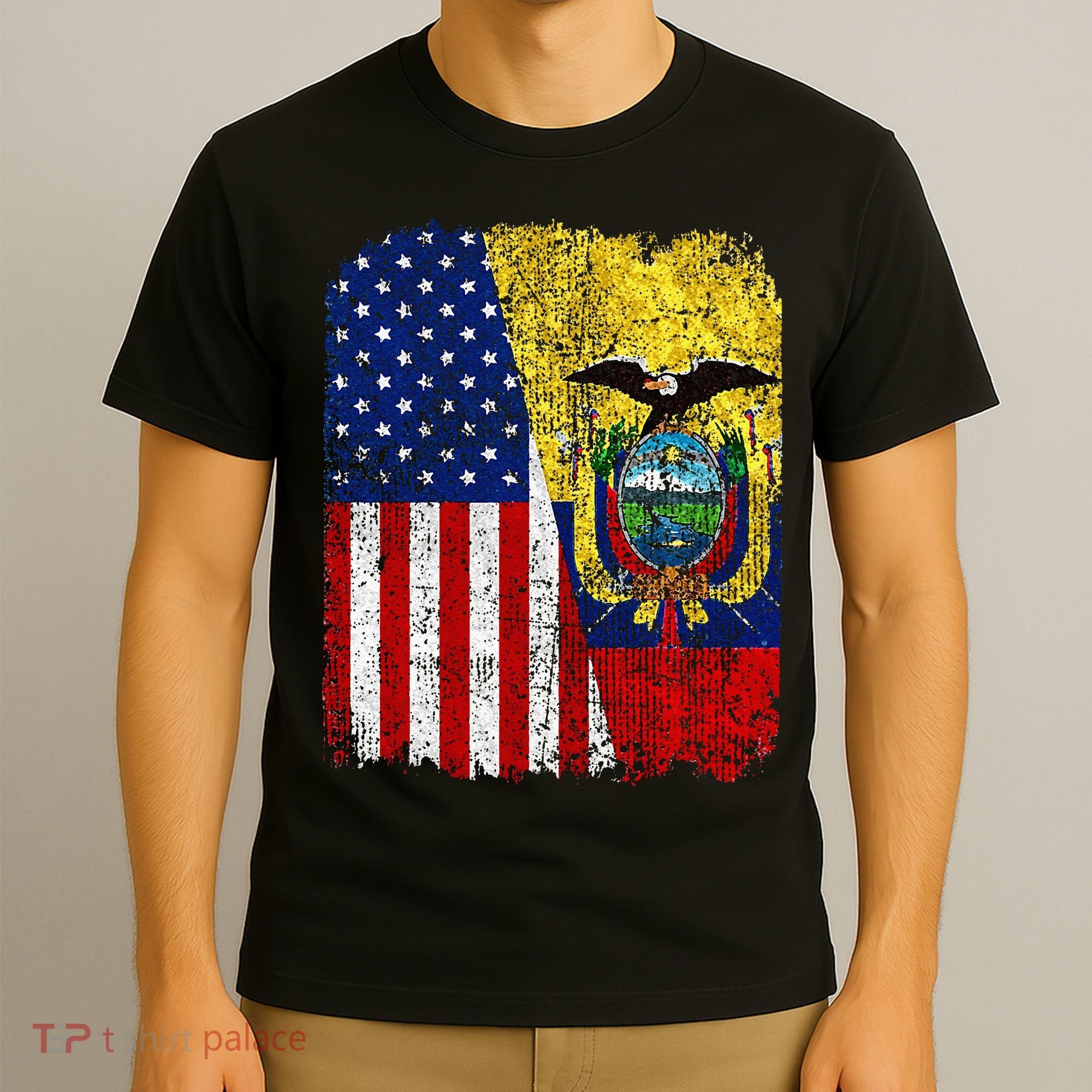 Ecuadorian American Flag Half USA Ecuador Root Proud T-Shirt