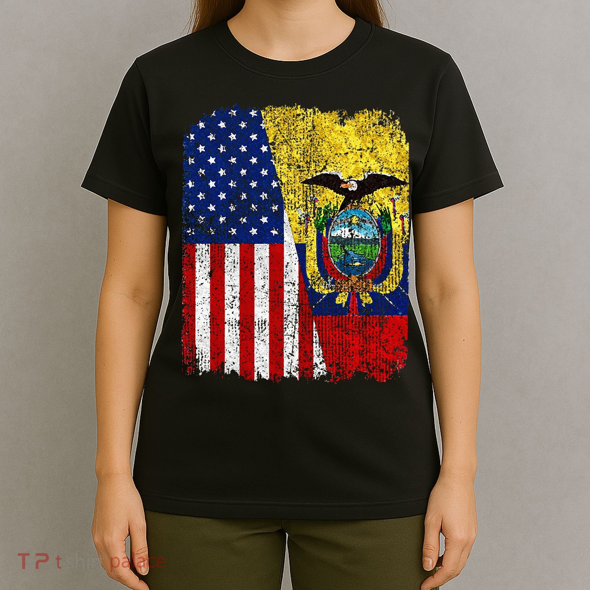 Ecuadorian American Flag Half USA Ecuador Root Proud T-Shirt