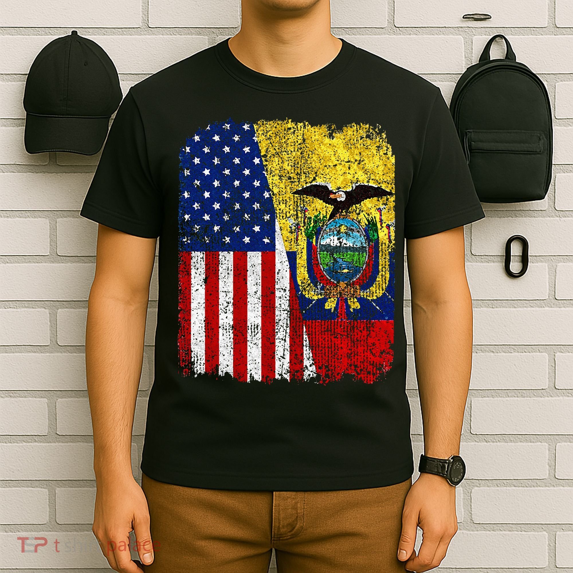 Ecuadorian American Flag Half USA Ecuador Root Proud T-Shirt