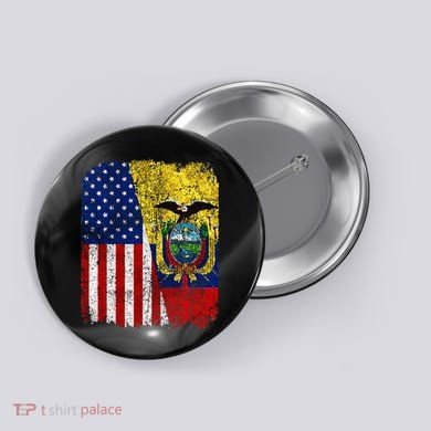 Ecuadorian American Flag Half USA Ecuador Root Proud Button