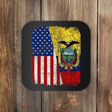 Ecuadorian American Flag Half USA Ecuador Root Proud Coaster