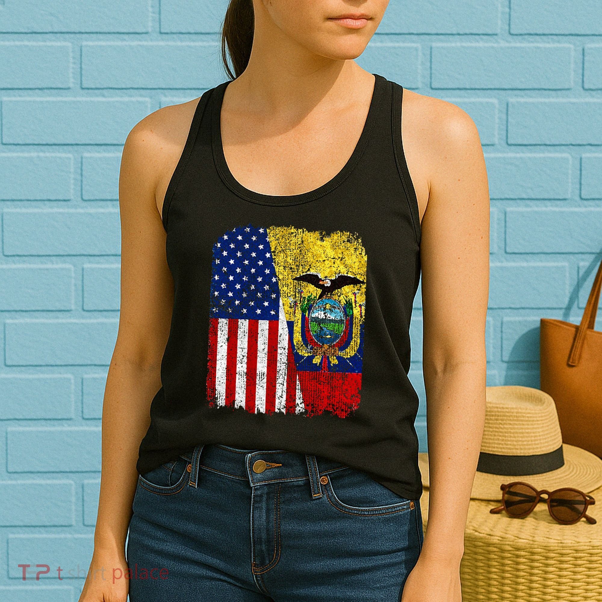 Ecuadorian American Flag Half USA Ecuador Root Proud Women's Tank Top