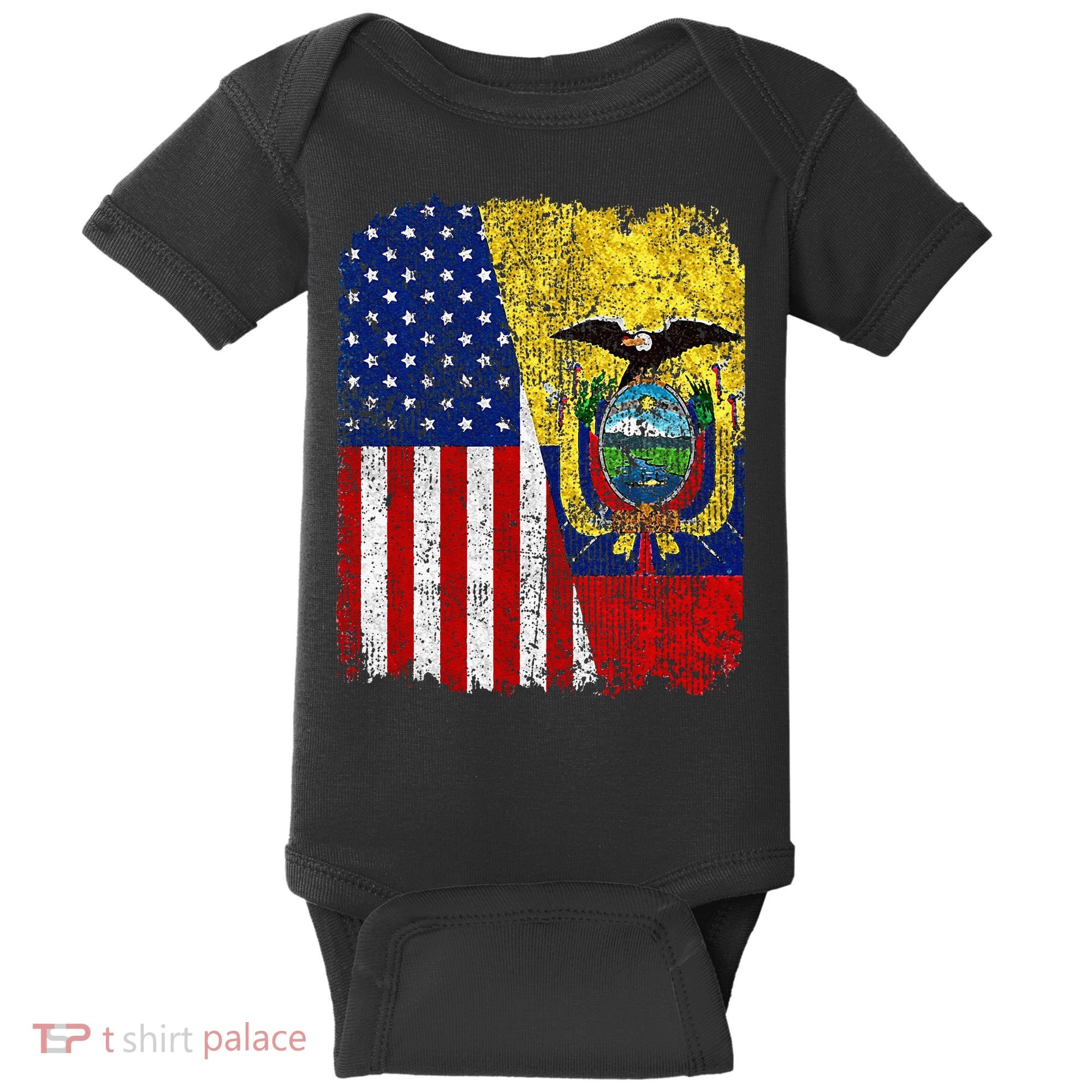 Ecuadorian American Flag Half USA Ecuador Root Proud Baby Bodysuit
