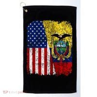 Ecuadorian American Flag Half USA Ecuador Root Proud Golf Towel thumb 0