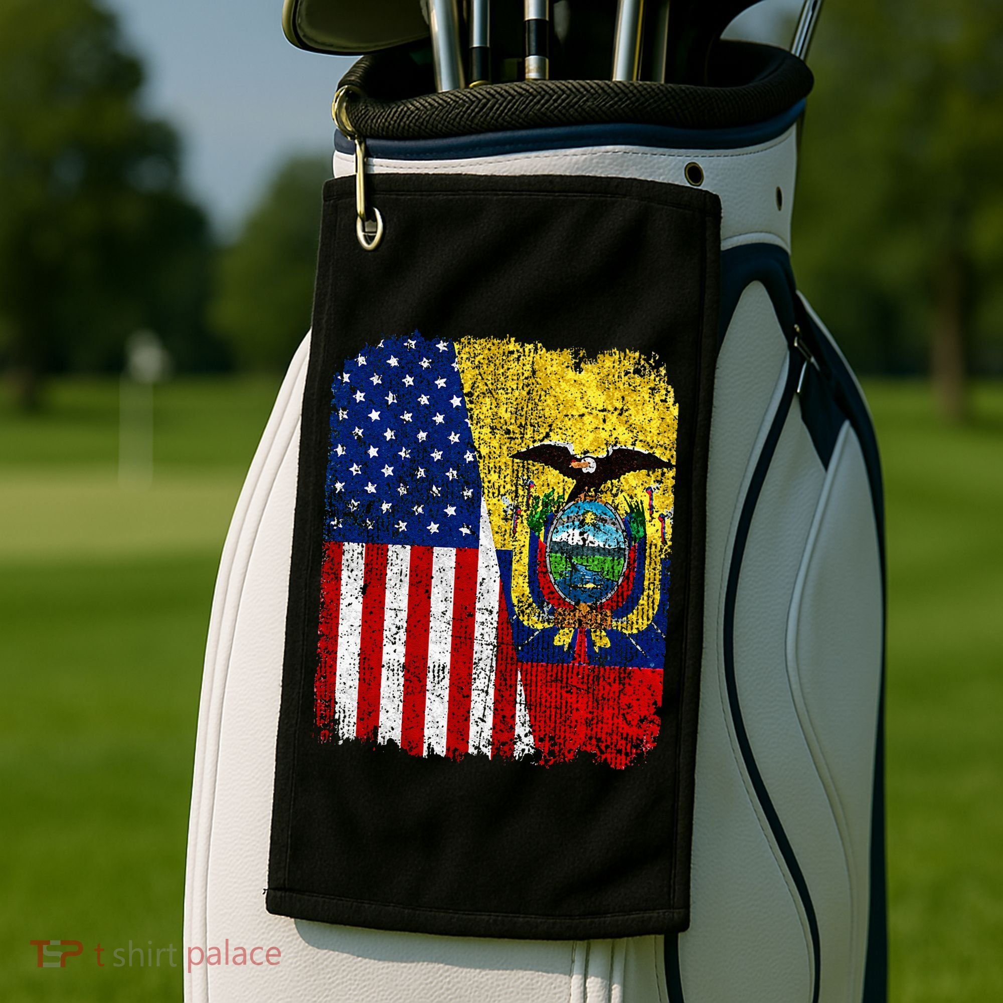 Ecuadorian American Flag Half USA Ecuador Root Proud Golf Towel