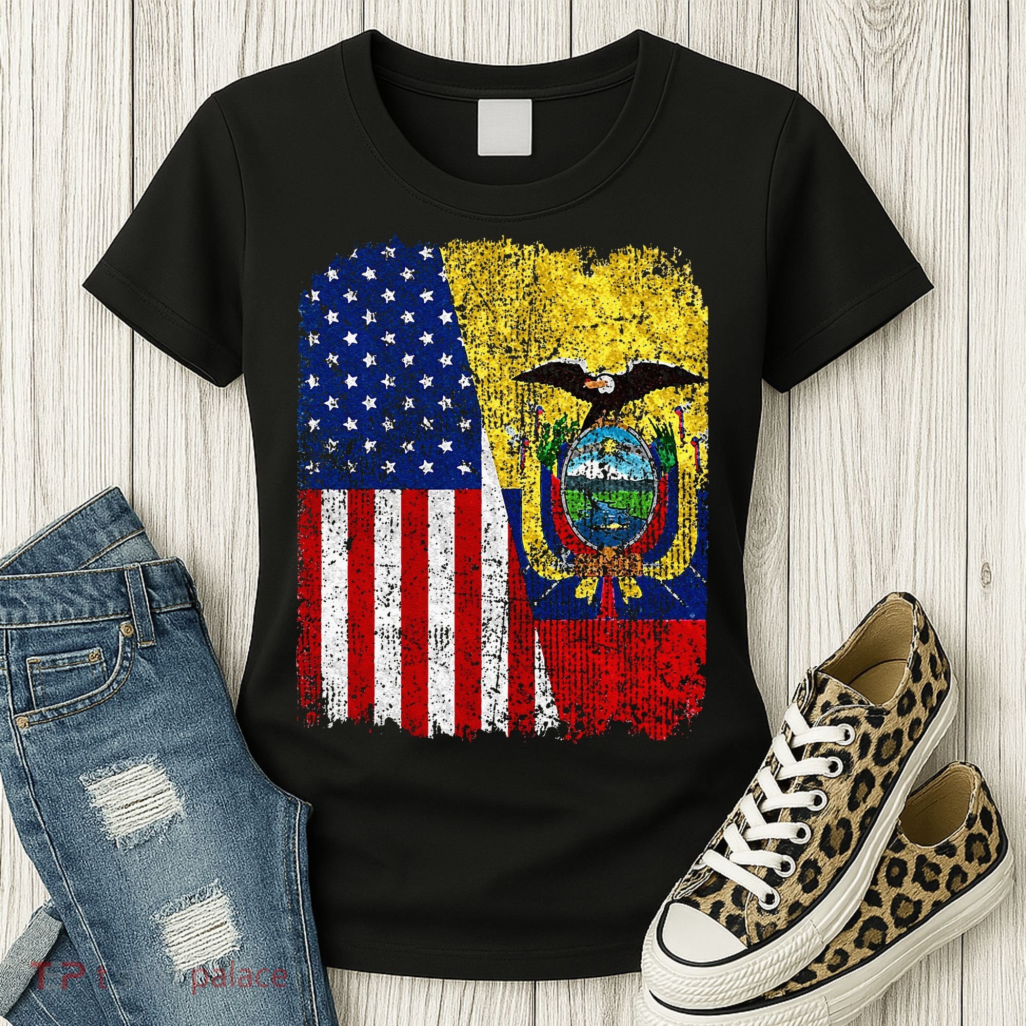 Ecuadorian American Flag Half USA Ecuador Root Proud Women's T-Shirt