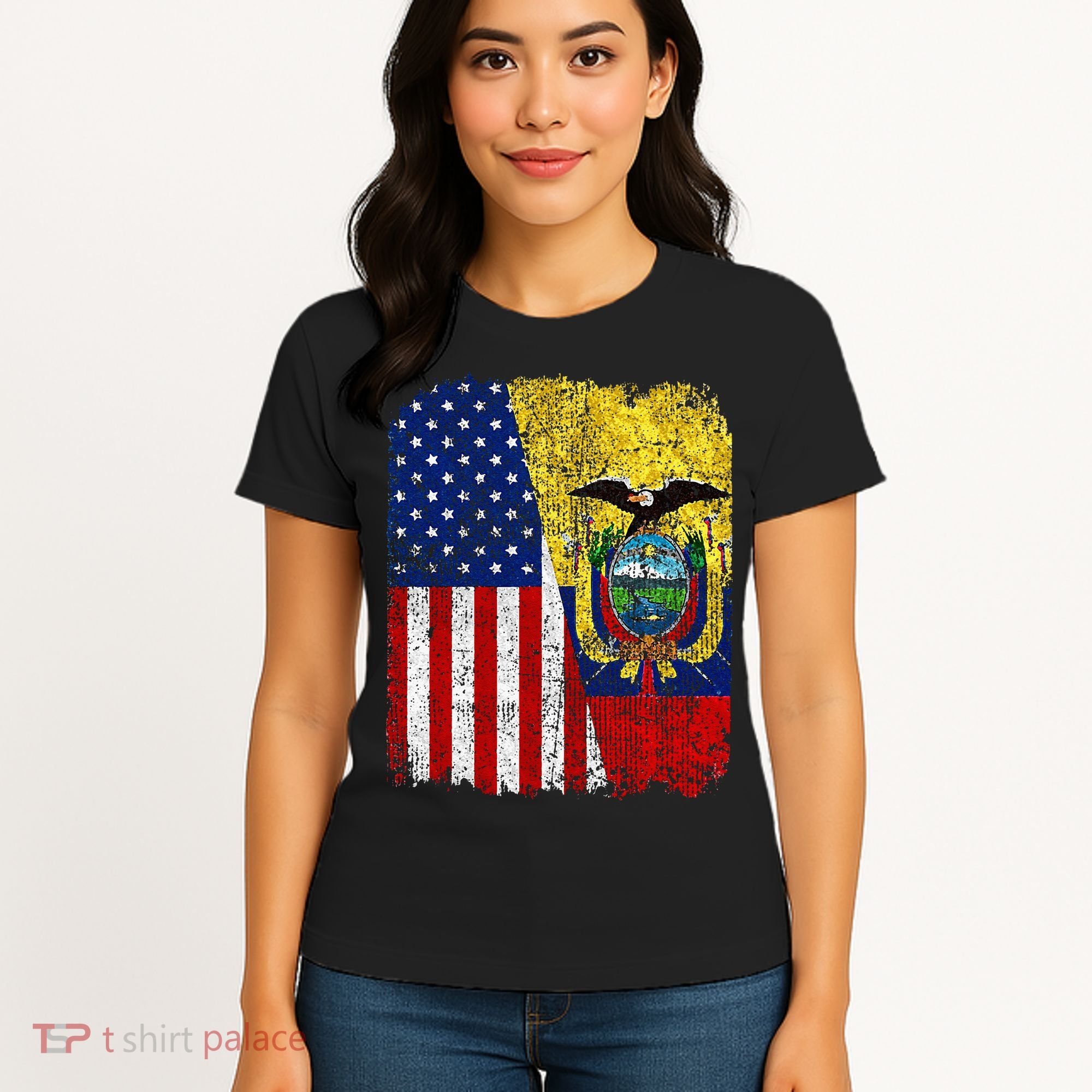 Ecuadorian American Flag Half USA Ecuador Root Proud Women's T-Shirt