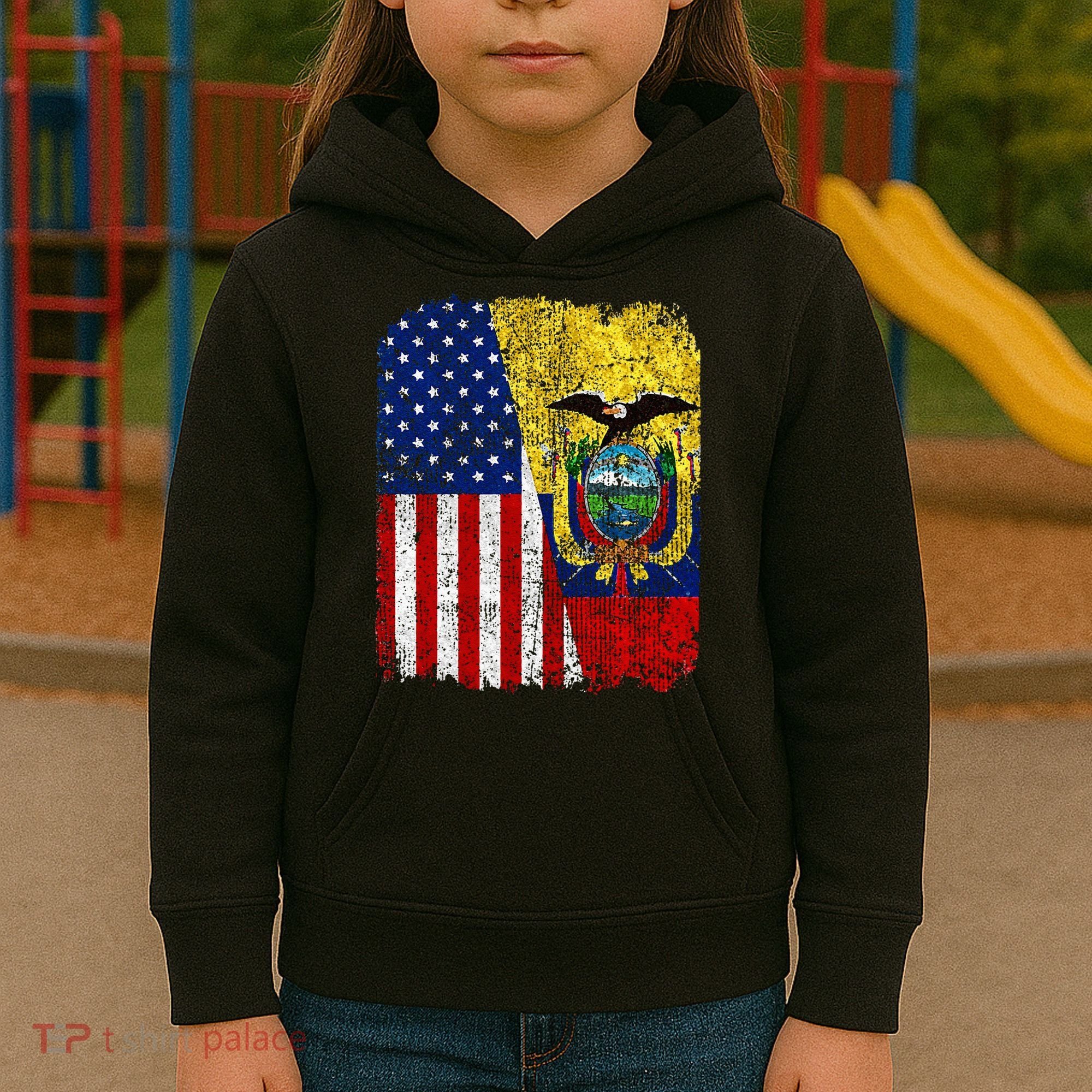 Ecuadorian American Flag Half USA Ecuador Root Proud Kids Hoodie