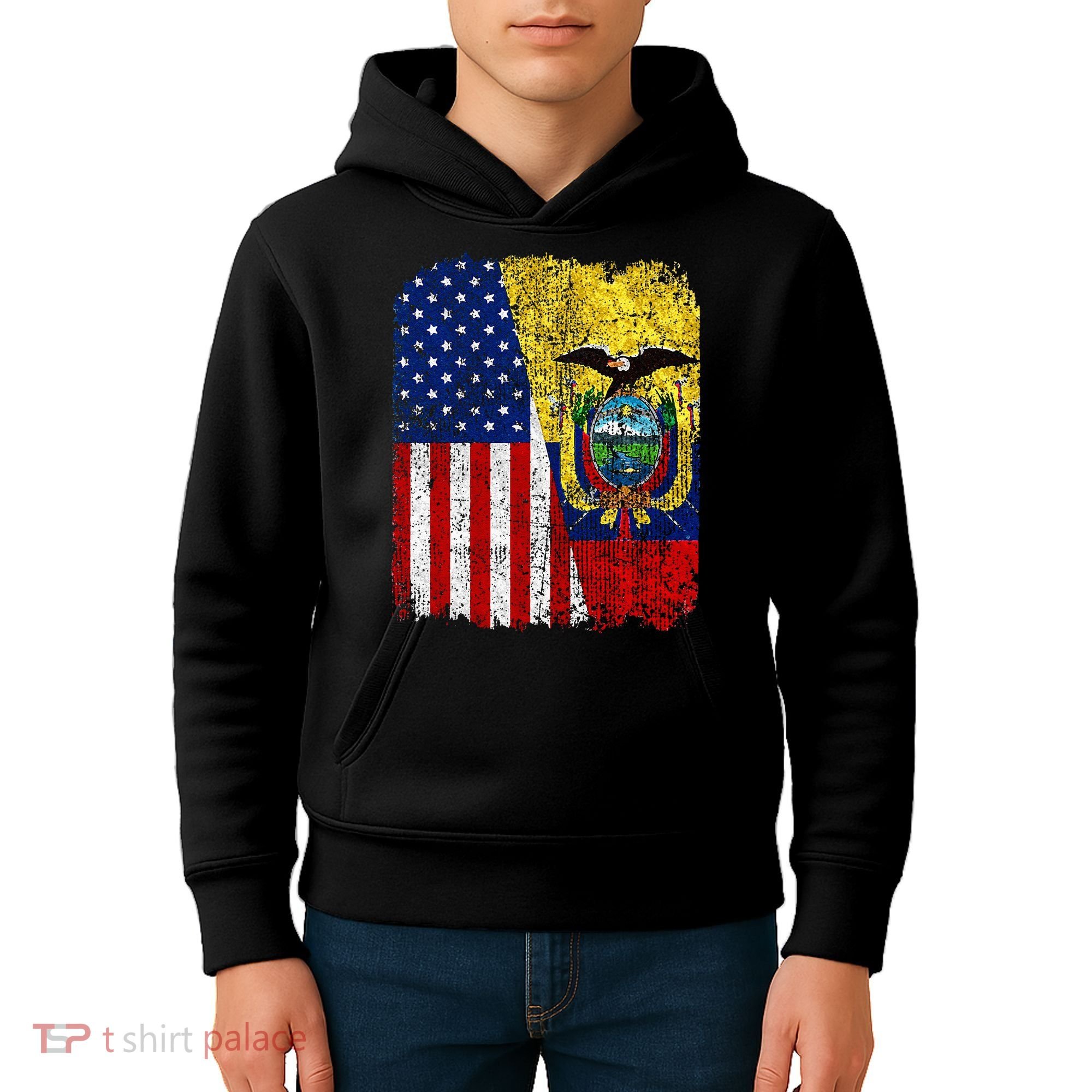 Ecuadorian American Flag Half USA Ecuador Root Proud Kids Hoodie