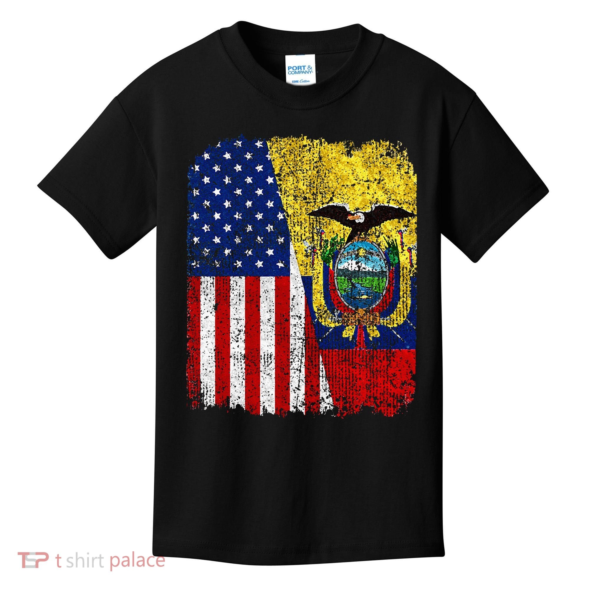 Ecuadorian American Flag Half USA Ecuador Root Proud Kids T-Shirt