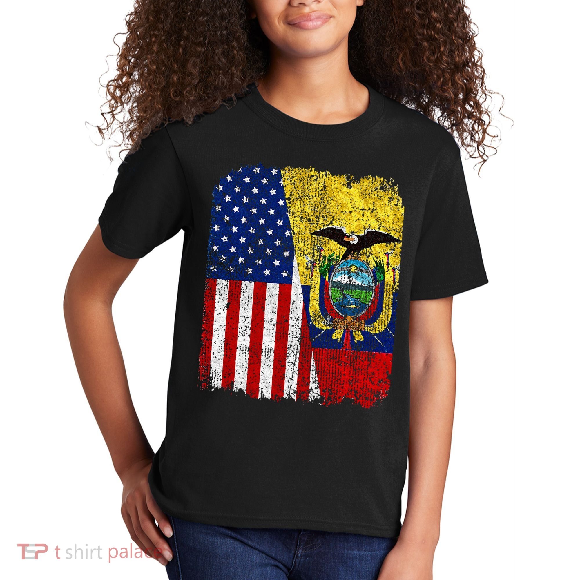 Ecuadorian American Flag Half USA Ecuador Root Proud Kids T-Shirt