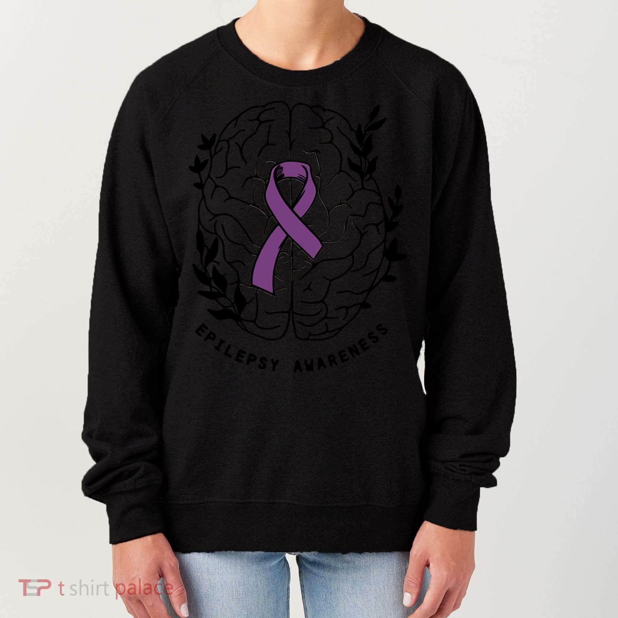 Epilepsy Awareness For Epilepsy Warrior Purple Ribbon Neurodiversity Women's Sweatshirt