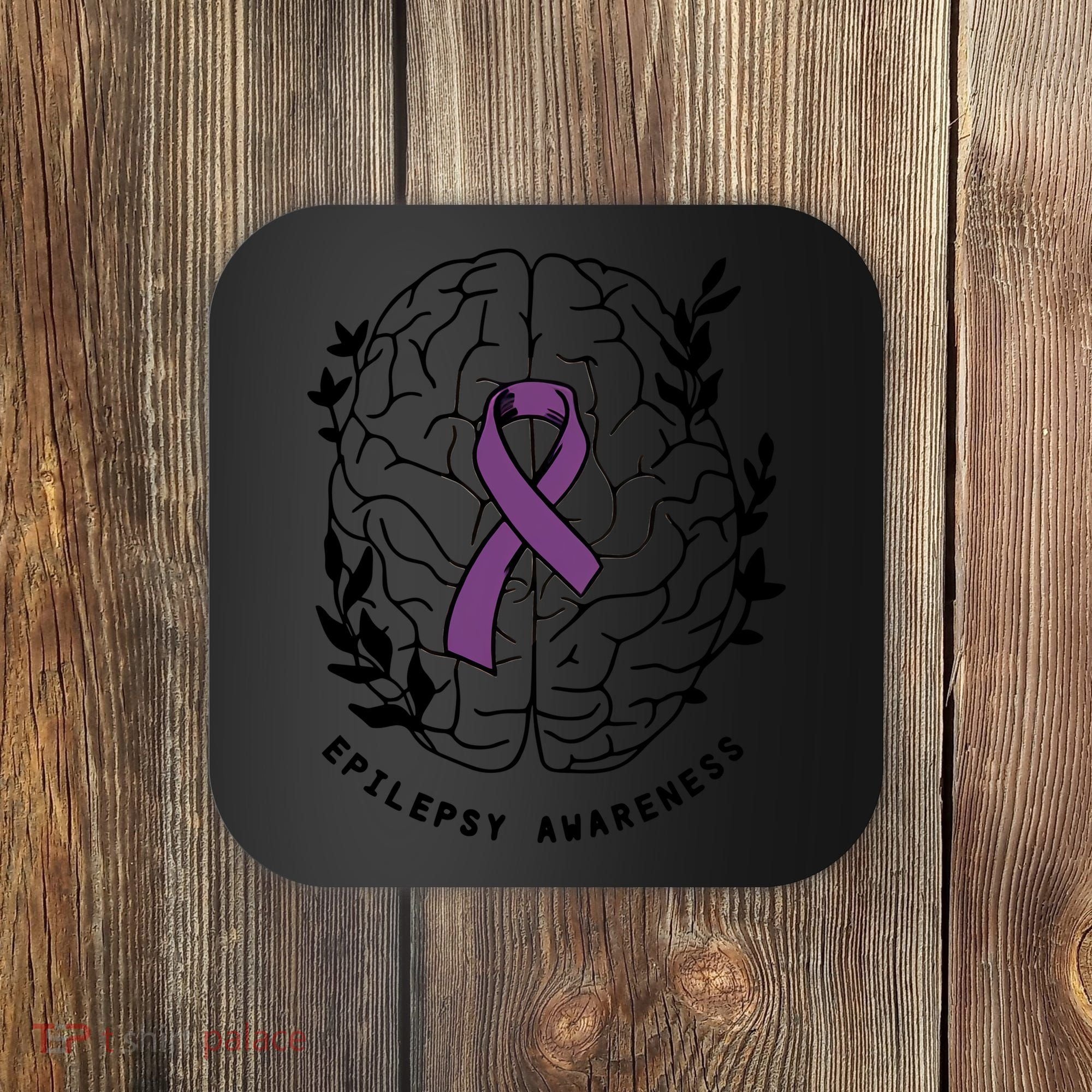 Epilepsy Awareness For Epilepsy Warrior Purple Ribbon Neurodiversity Coaster