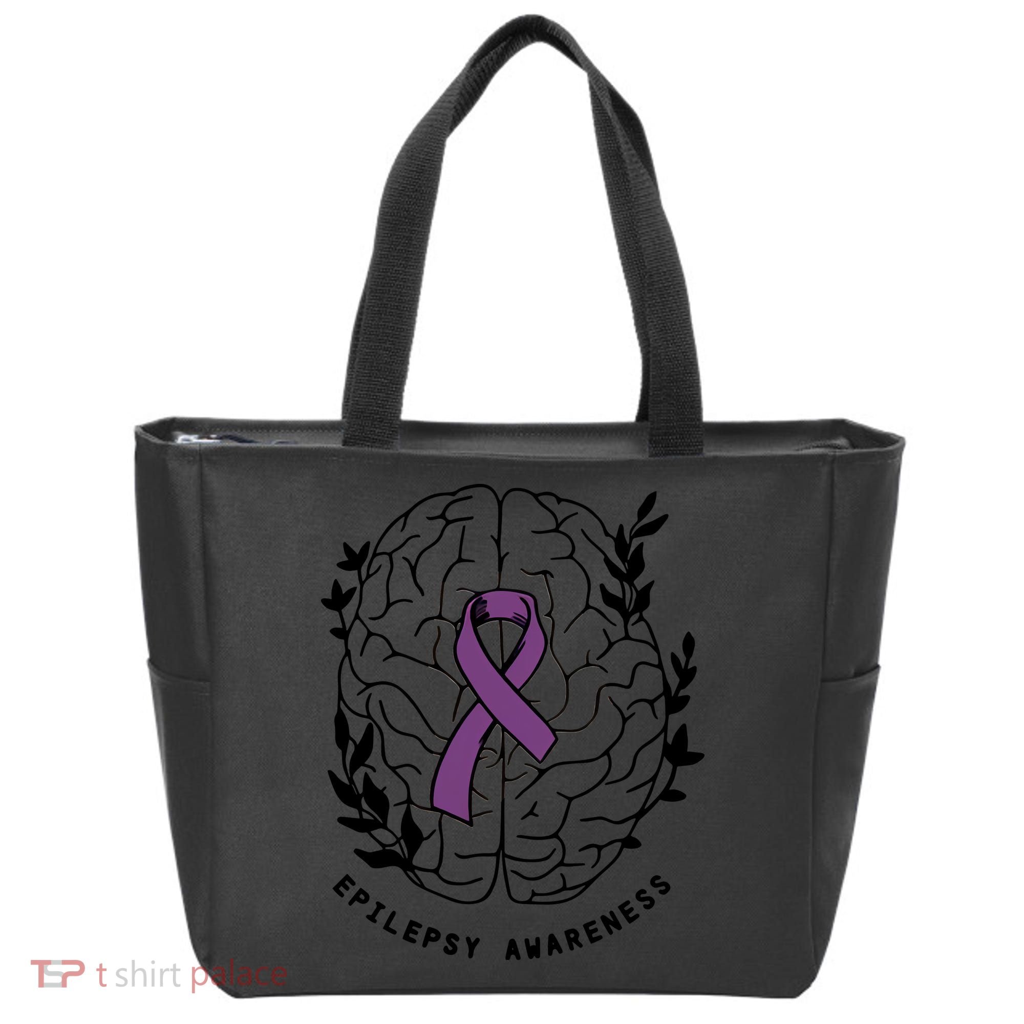 Epilepsy Awareness For Epilepsy Warrior Purple Ribbon Neurodiversity Tote Bag