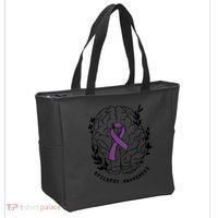 Epilepsy Awareness For Epilepsy Warrior Purple Ribbon Neurodiversity Tote Bag thumb 2