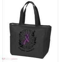 Epilepsy Awareness For Epilepsy Warrior Purple Ribbon Neurodiversity Tote Bag thumb 3