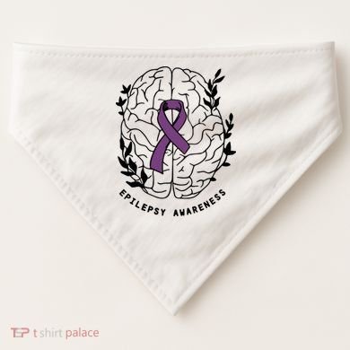 Epilepsy Awareness For Epilepsy Warrior Purple Ribbon Neurodiversity USA-Made Doggie Bandana