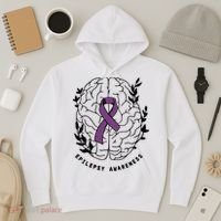Epilepsy Awareness For Epilepsy Warrior Purple Ribbon Neurodiversity Hoodie thumb 3
