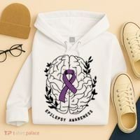 Epilepsy Awareness For Epilepsy Warrior Purple Ribbon Neurodiversity Hoodie thumb 4