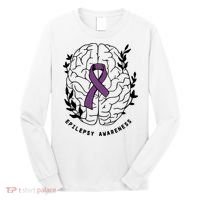 Epilepsy Awareness For Epilepsy Warrior Purple Ribbon Neurodiversity Long Sleeve Shirt thumb 0