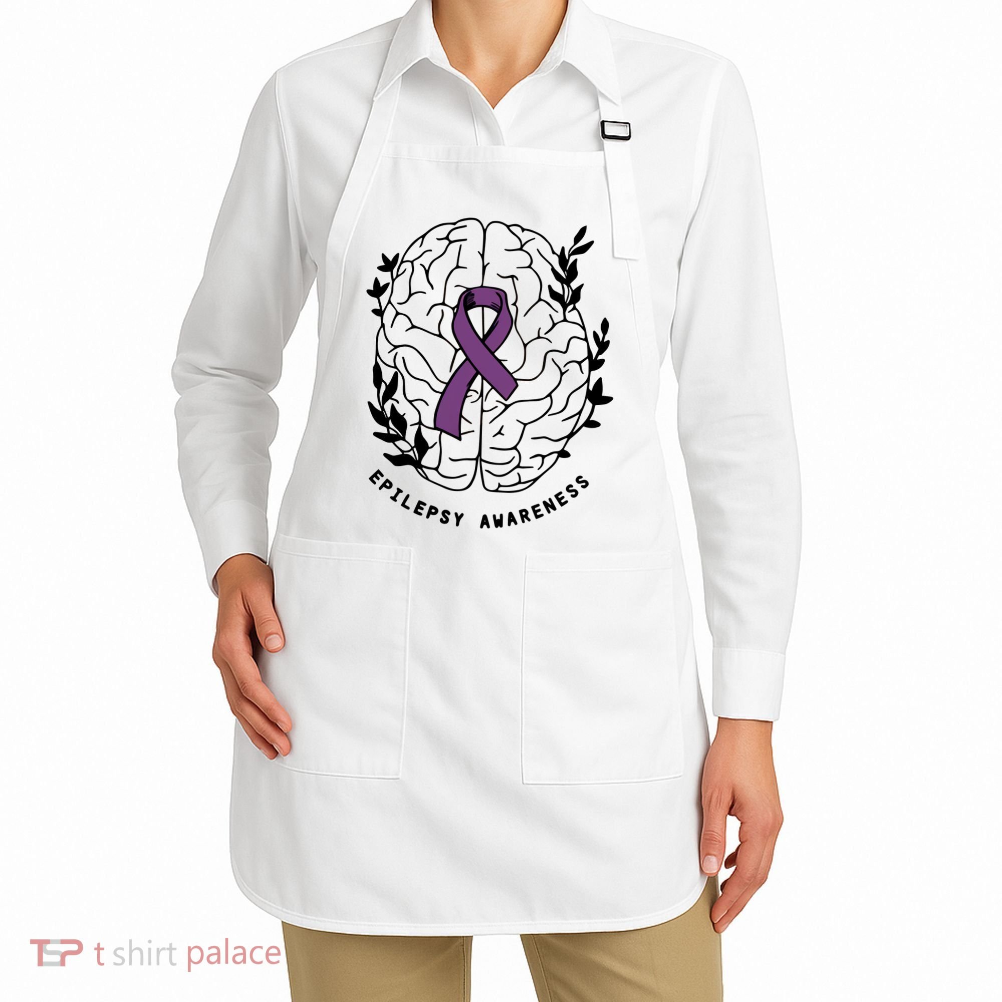 Epilepsy Awareness For Epilepsy Warrior Purple Ribbon Neurodiversity Apron