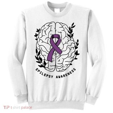 Epilepsy Awareness For Epilepsy Warrior Purple Ribbon Neurodiversity Sweatshirt