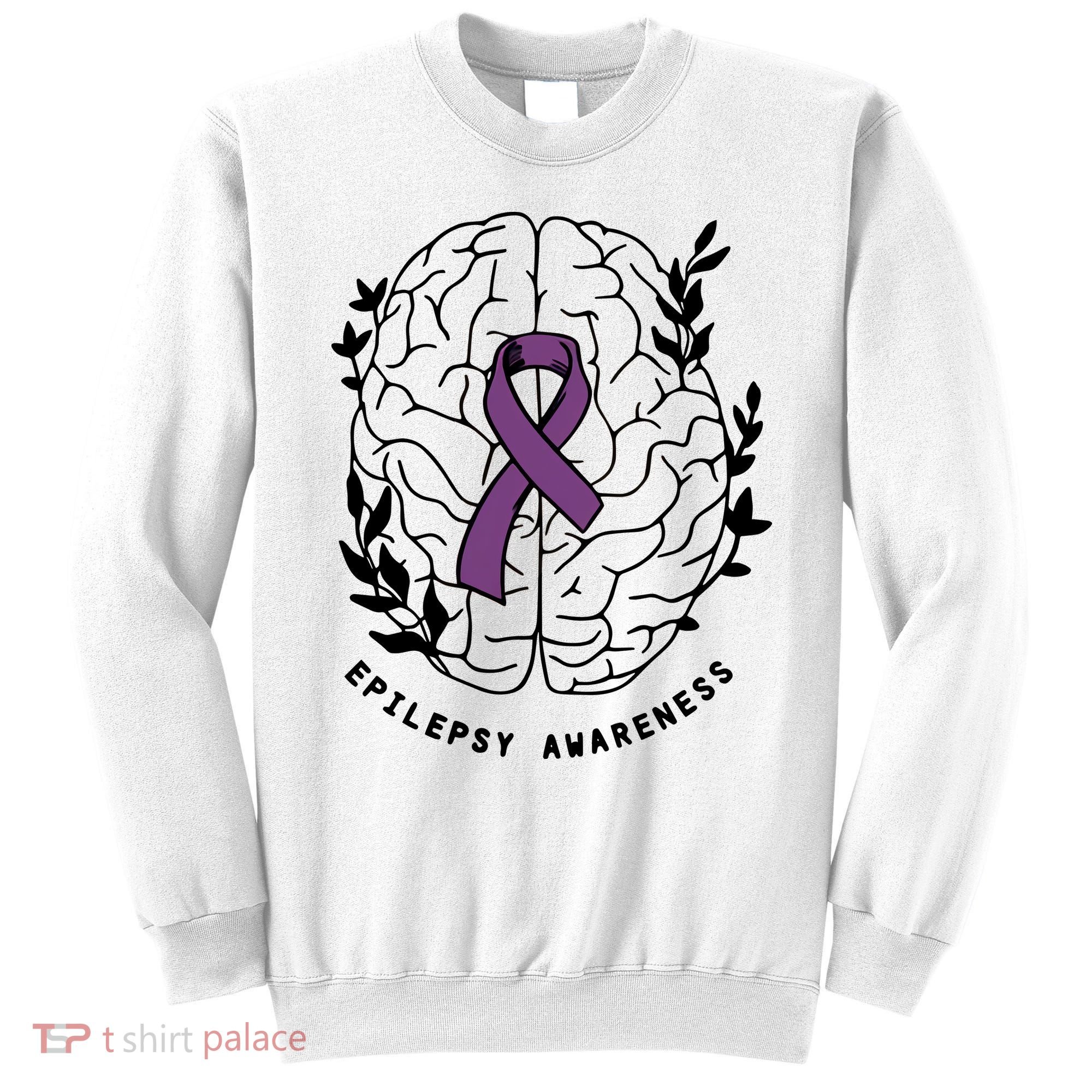Epilepsy Awareness For Epilepsy Warrior Purple Ribbon Neurodiversity Sweatshirt