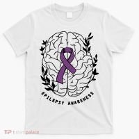 Epilepsy Awareness For Epilepsy Warrior Purple Ribbon Neurodiversity T-Shirt thumb 0