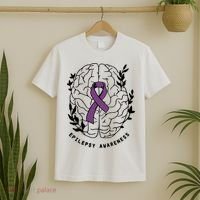 Epilepsy Awareness For Epilepsy Warrior Purple Ribbon Neurodiversity T-Shirt thumb 2