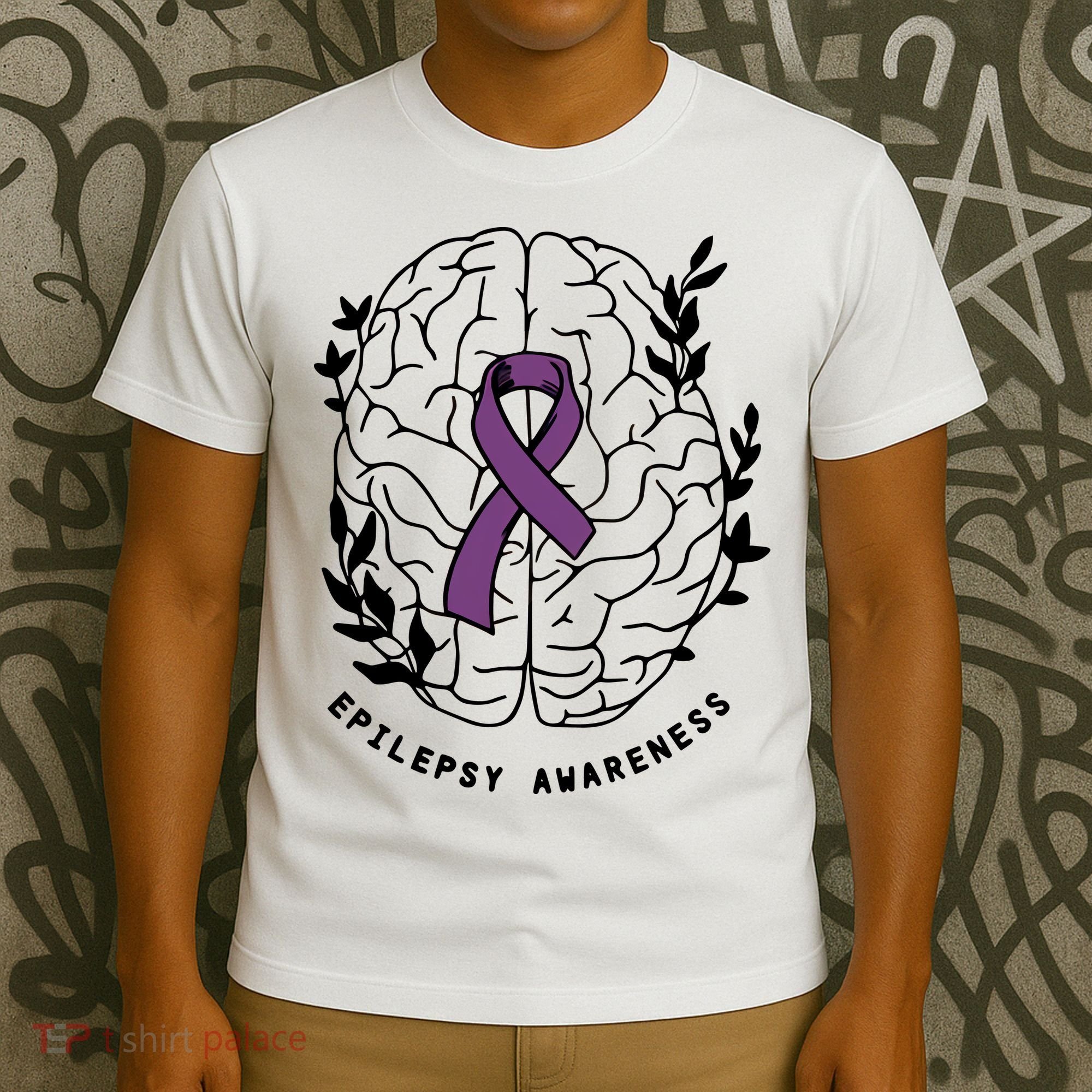 Epilepsy Awareness For Epilepsy Warrior Purple Ribbon Neurodiversity T-Shirt