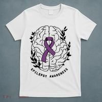 Epilepsy Awareness For Epilepsy Warrior Purple Ribbon Neurodiversity T-Shirt thumb 5