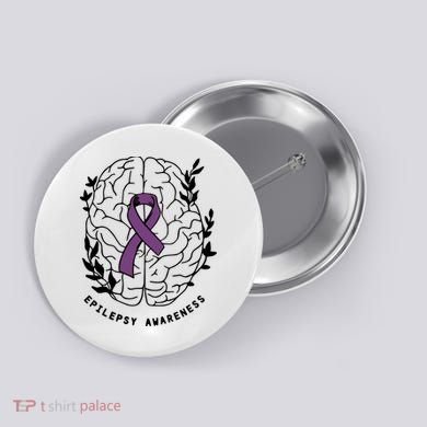 Epilepsy Awareness For Epilepsy Warrior Purple Ribbon Neurodiversity Button