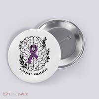 Epilepsy Awareness For Epilepsy Warrior Purple Ribbon Neurodiversity Button thumb 0