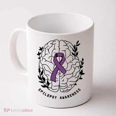 Epilepsy Awareness For Epilepsy Warrior Purple Ribbon Neurodiversity Coffee Mug