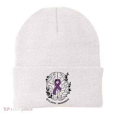 Epilepsy Awareness For Epilepsy Warrior Purple Ribbon Neurodiversity Beanie