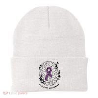 Epilepsy Awareness For Epilepsy Warrior Purple Ribbon Neurodiversity Beanie thumb 0
