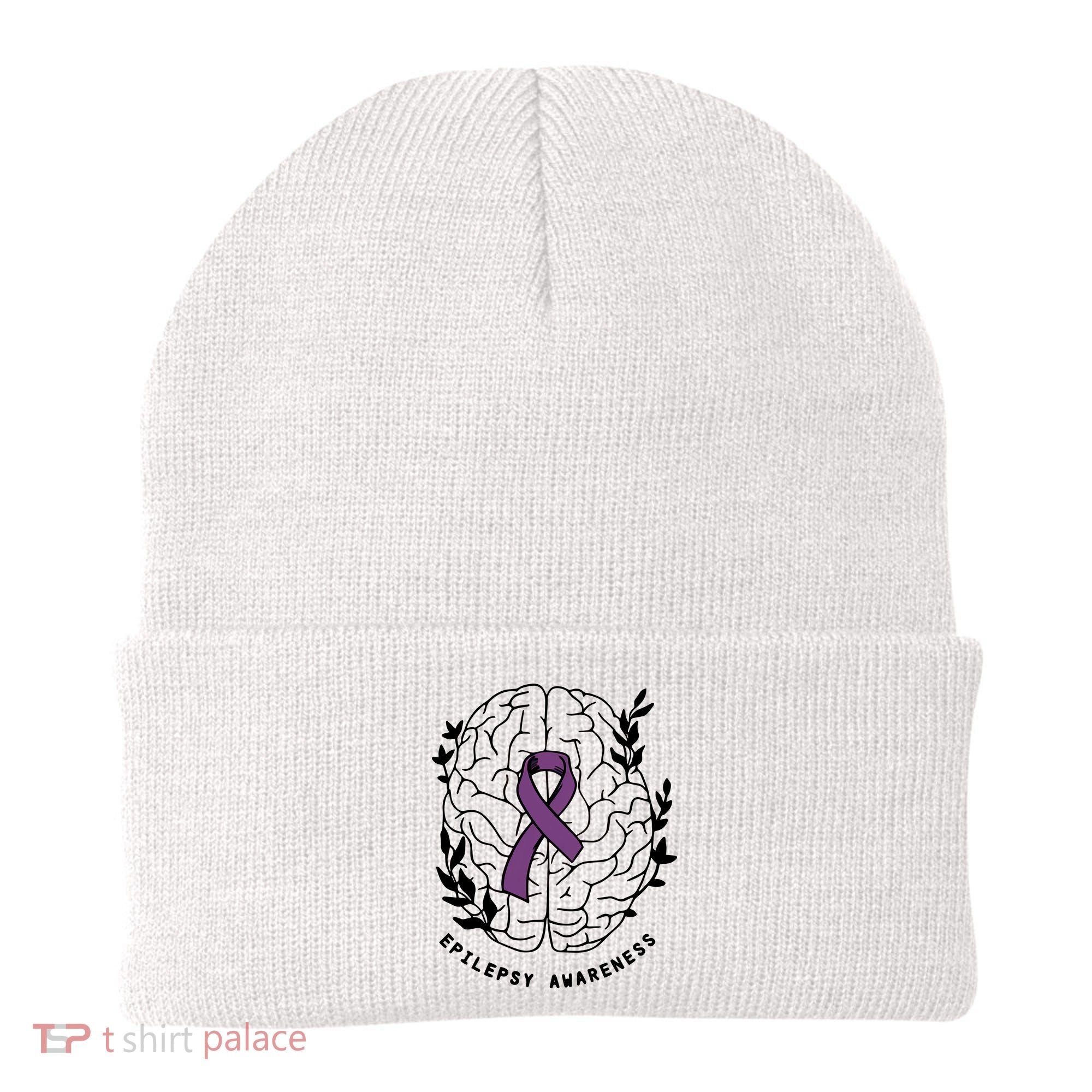 Epilepsy Awareness For Epilepsy Warrior Purple Ribbon Neurodiversity Beanie