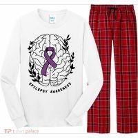 Epilepsy Awareness For Epilepsy Warrior Purple Ribbon Neurodiversity Long Sleeve Pajama Set thumb 0