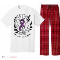 Epilepsy Awareness For Epilepsy Warrior Purple Ribbon Neurodiversity Pajama Set thumb 0