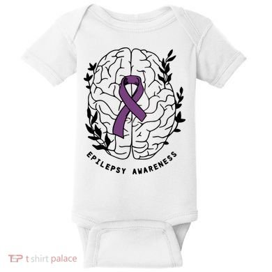 Epilepsy Awareness For Epilepsy Warrior Purple Ribbon Neurodiversity Baby Bodysuit