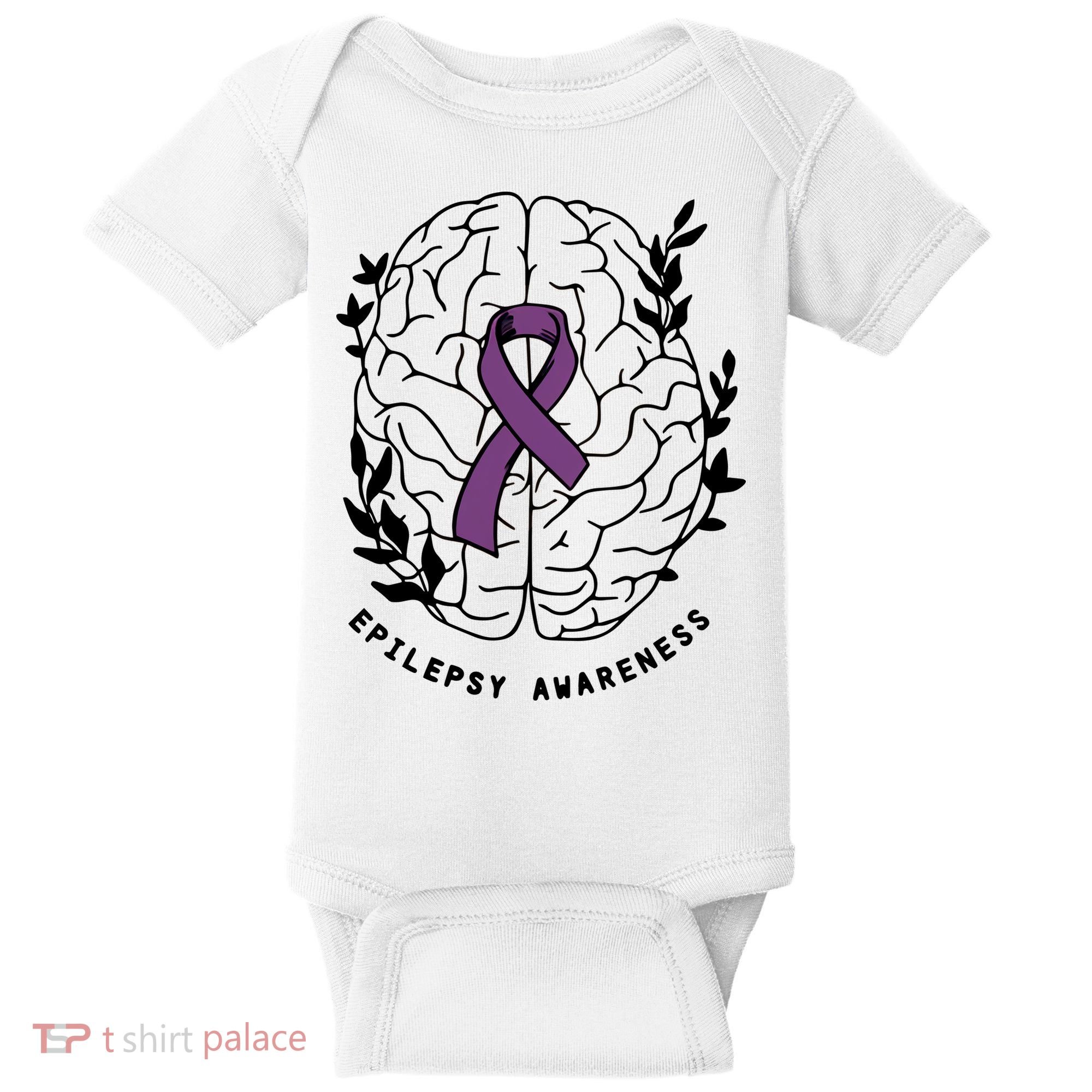 Epilepsy Awareness For Epilepsy Warrior Purple Ribbon Neurodiversity Baby Bodysuit