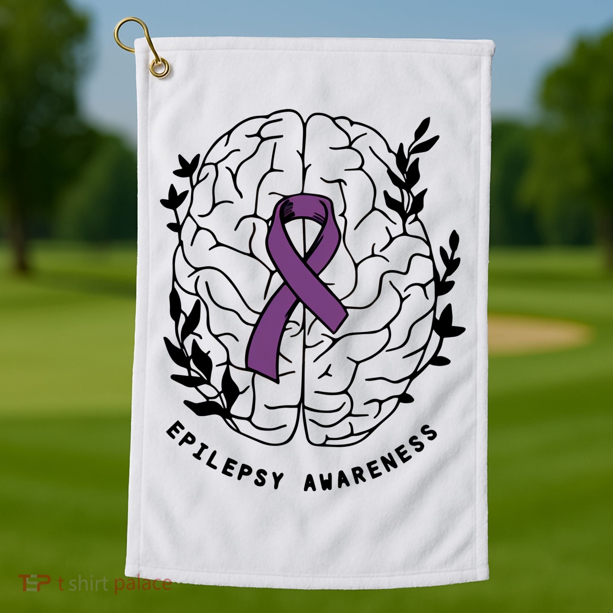 Epilepsy Awareness For Epilepsy Warrior Purple Ribbon Neurodiversity Golf Towel
